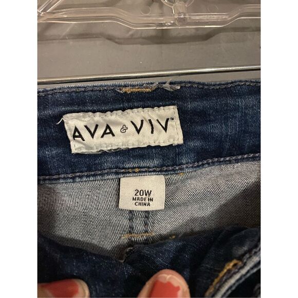 Ava & Viv Hi-rise Skinny Destroyed Faded Button Fly Jeans Size 20W - Picture 4 of 5